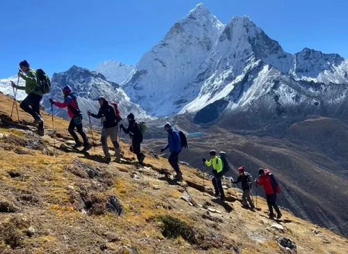 Group of People Trekking in the Everest Region Nepal
